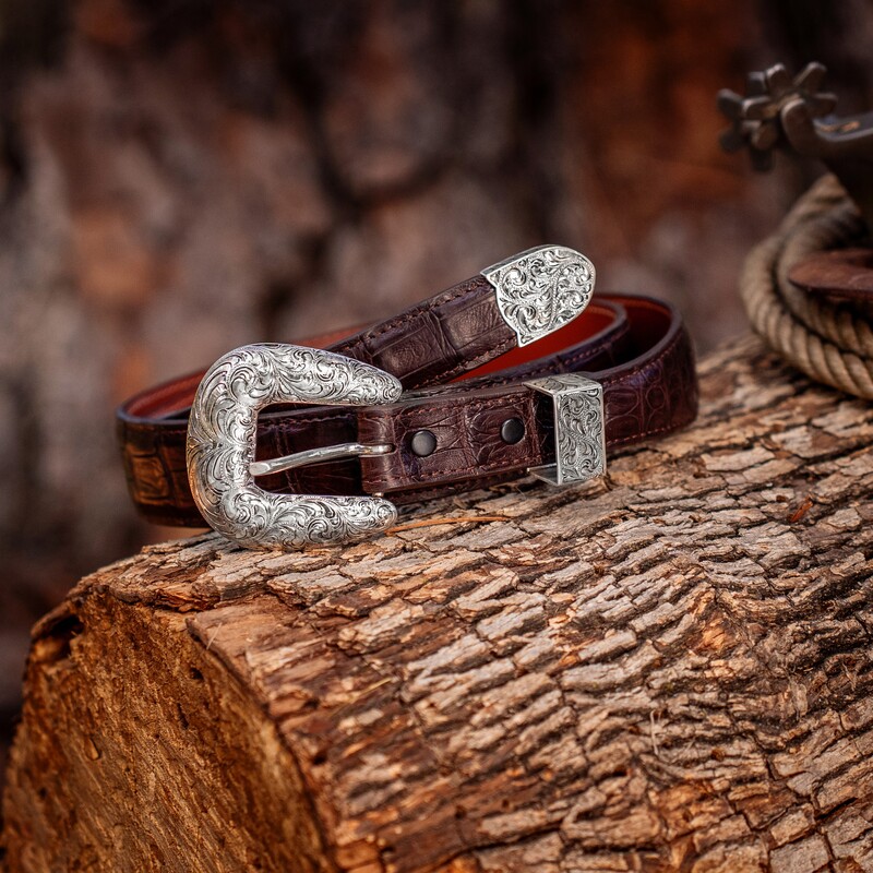 A ranger buckle in the forest - Silver belt buckle with one loop